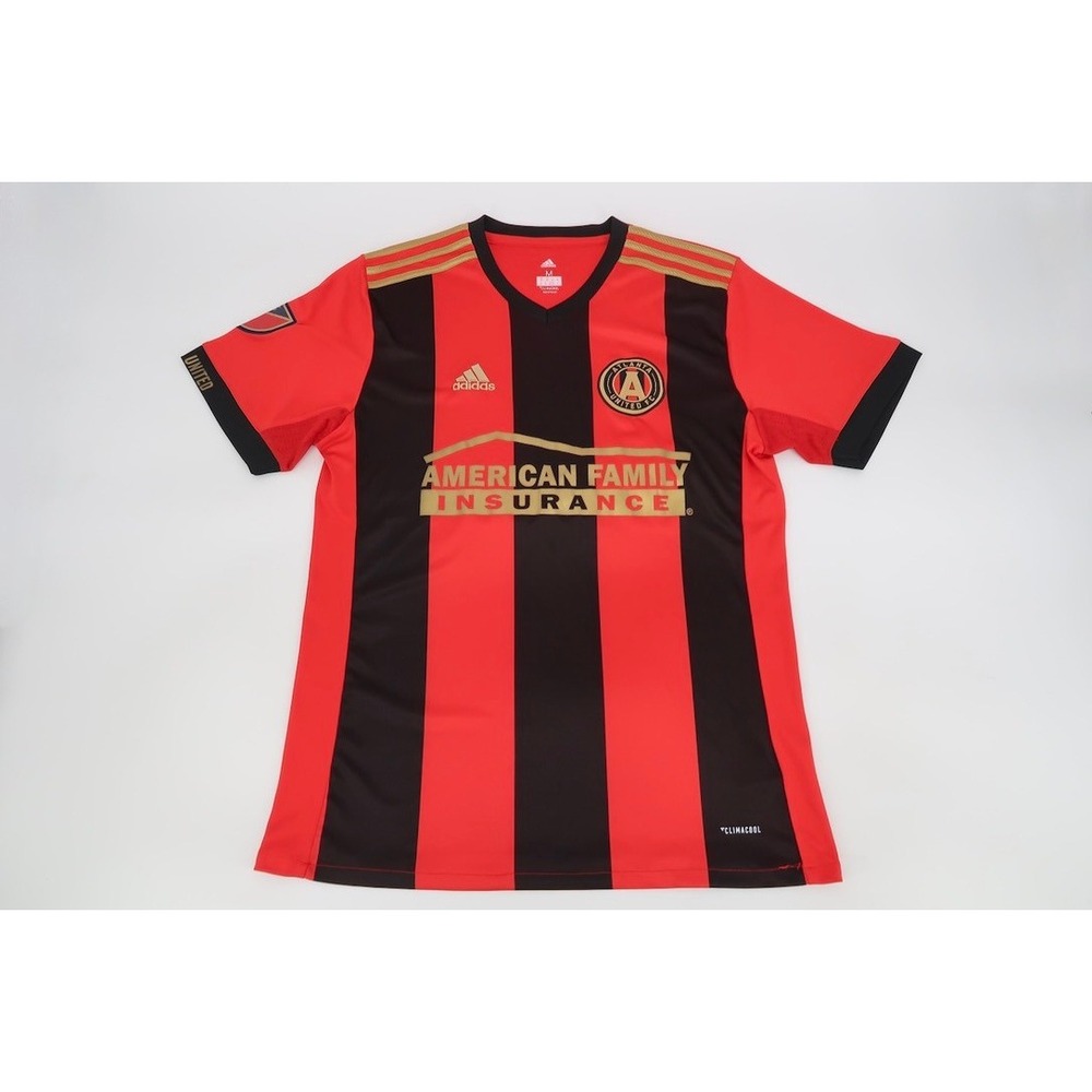 Adidas Atlanta United FC Soccer Jersey Mens Medium Red Black Striped 2017